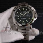 Perfect Replica Panerai Luminor 44MM Watch - PAM01104 Black With Luminous Arabic Numerals And Hour Markers AISI 316l Polished Steel